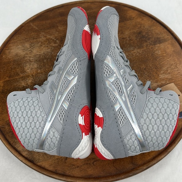Asics Shoes Wm 10.5 Matblazer Piedmont Grey/Classic Red High Top Wrestling Boots - Picture 8 of 10